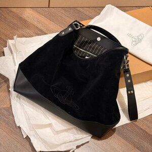 Auth Vivienne Westwood Black Nancy Hobo Bag